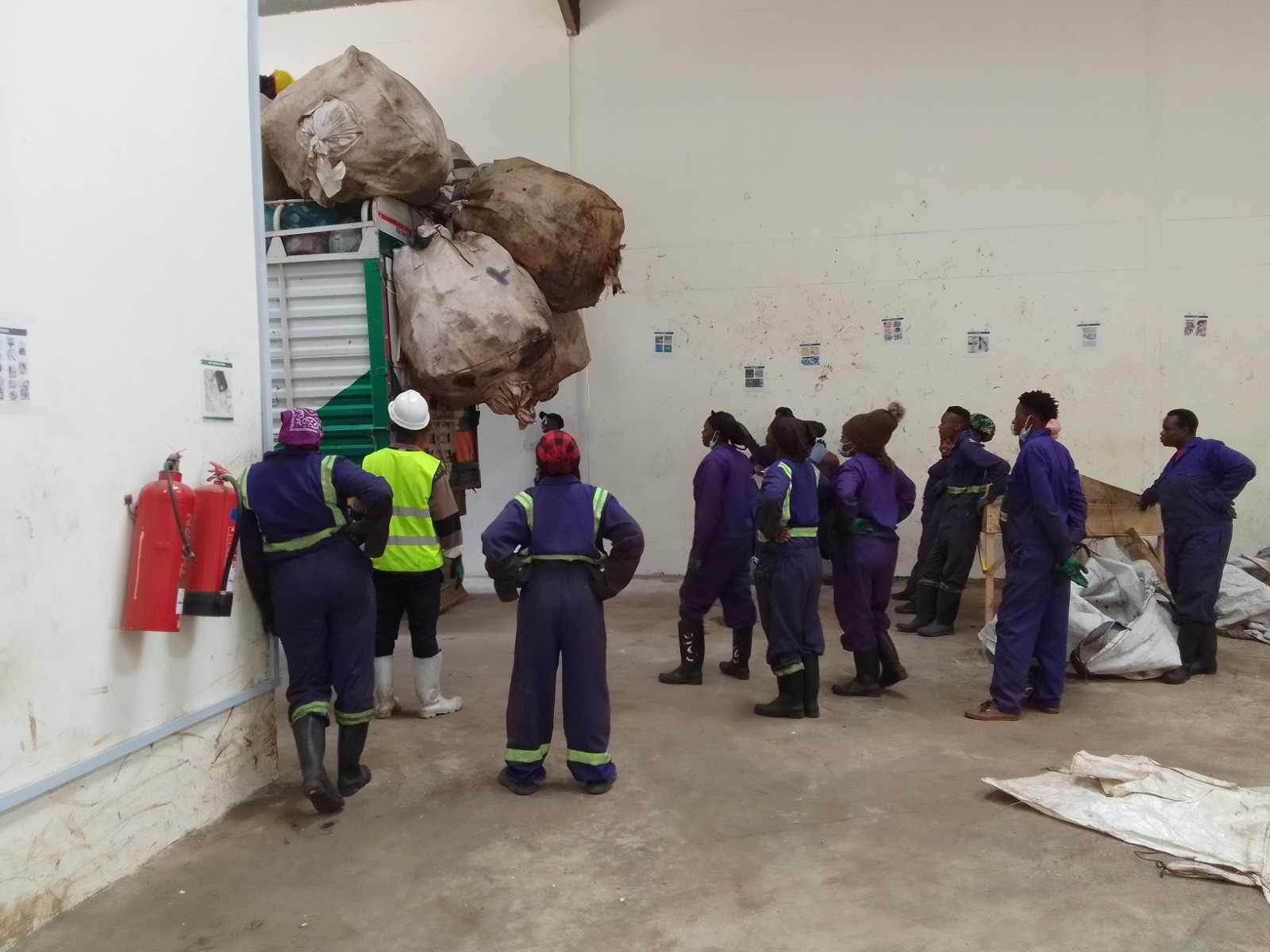3. Sorting team ready to offload a truck